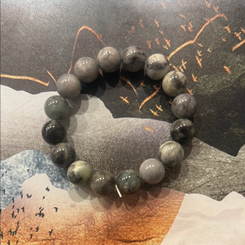 Gray and Black Beaded Bracelet